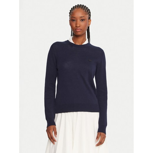 Lacoste Sweter AF4145 Granatowy Regular Fit ze sklepu MODIVO w kategorii Swetry damskie - zdjęcie 185602880