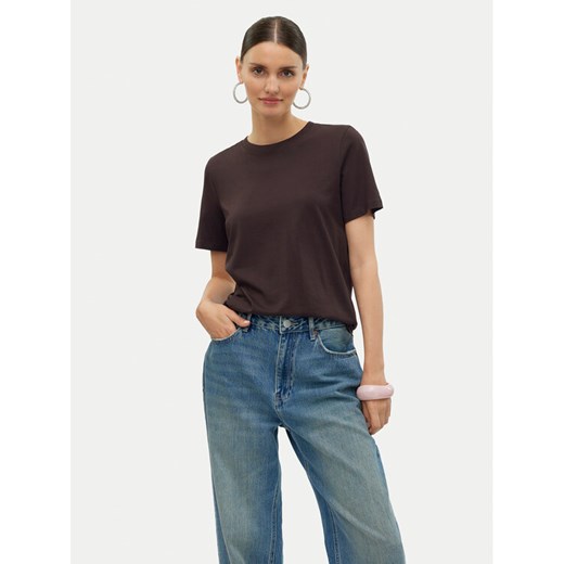 Vero Moda T-Shirt Paulina 10316991 Brązowy Regular Fit ze sklepu MODIVO w kategorii Bluzki damskie - zdjęcie 185606142