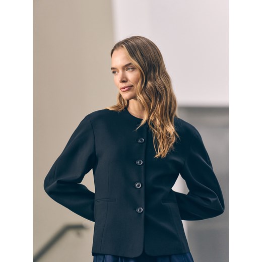 Reserved - Marynarka z domieszką wiskozy - czarny ze sklepu Reserved w kategorii Marynarki damskie - zdjęcie 185607471