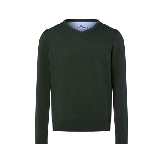 Fynch-Hatton Męski sweter z dzianiny Mężczyźni Bawełna jodłowy jednolity ze sklepu vangraaf w kategorii Swetry męskie - zdjęcie 185607514