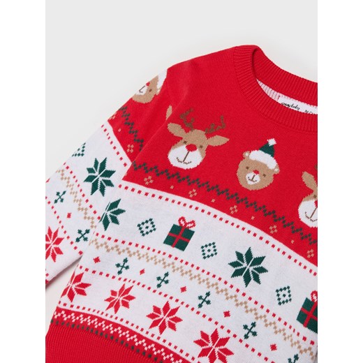 Sinsay - Bawełniany sweter z motywem świątecznym - czerwony Sinsay 5-2 l) Sinsay