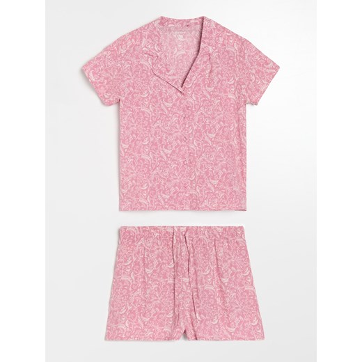 Sinsay - Piżama dwuczęściowa ze wzorkiem - różowy Sinsay XS Sinsay
