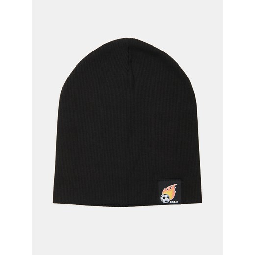 Sinsay - Prążkowana czapka z kolorową naszywką - czarny Sinsay M Sinsay