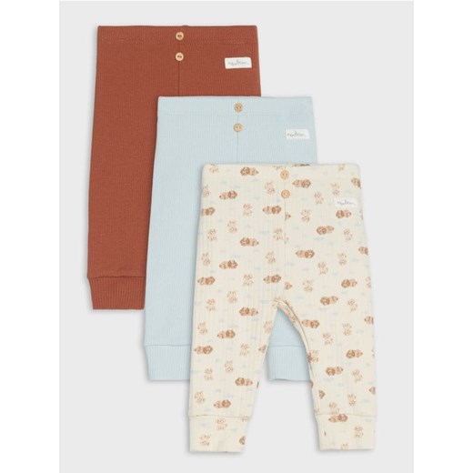 Sinsay - Prążkowane spodnie z ozdobnymi guzikami 3 pack - kremowy ze sklepu Sinsay w kategorii Odzież dla niemowląt - zdjęcie 185615700