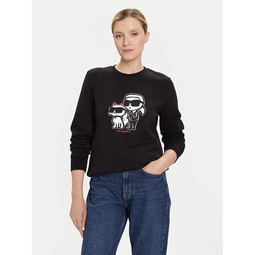 KARL LAGERFELD Bluza A4W20045 Czarny Regular Fit ze sklepu MODIVO w kategorii Bluzy damskie - zdjęcie 185616362