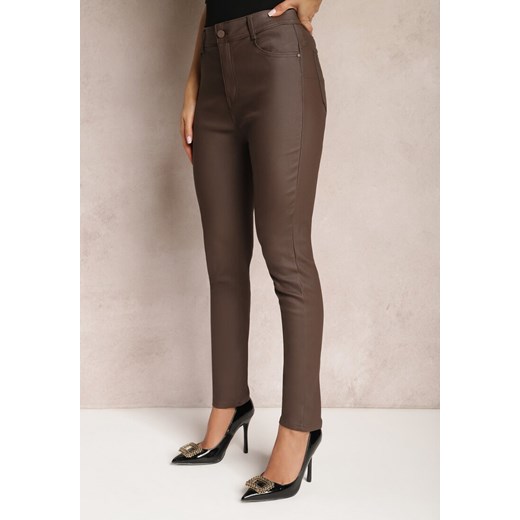 Ciemnobrązowe Spodnie Skinny Push Up Zilli ze sklepu renee.pl w kategorii Spodnie damskie - zdjęcie 185617221