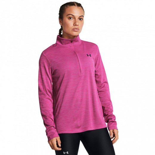 Damski longsleeve treningowy Under Armour Tech Textured 1/2 Zip - różowy ze sklepu Sportstylestory.com w kategorii Bluzki damskie - zdjęcie 185617283
