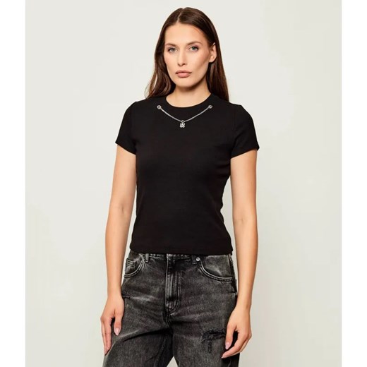 HUGO T-shirt Dannecy | Slim Fit ze sklepu Gomez Fashion Store w kategorii Bluzki damskie - zdjęcie 185617680