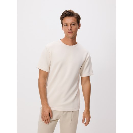 Reserved - T-shirt regular z modalem - beżowy Reserved XL Reserved