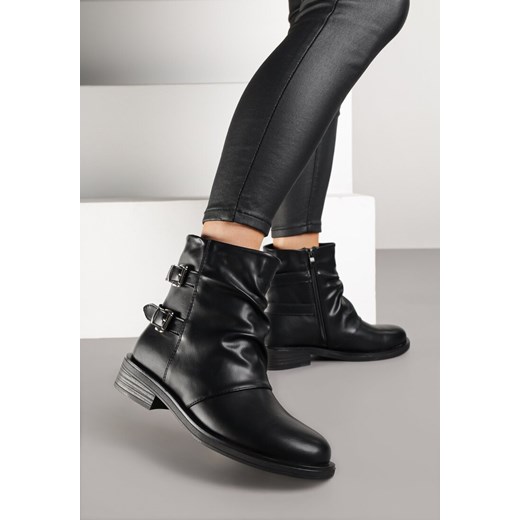 Czarne Botki Typu Biker Boots ze Sprzączkami Tulianelle ze sklepu renee.pl w kategorii Botki - zdjęcie 185620943
