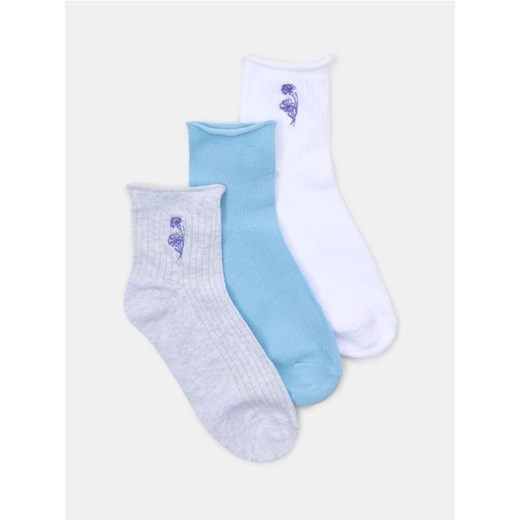 Sinsay - Skarpetki z haftowanym wzorkiem 3 pack - wielobarwny ze sklepu Sinsay w kategorii Skarpetki damskie - zdjęcie 185625174