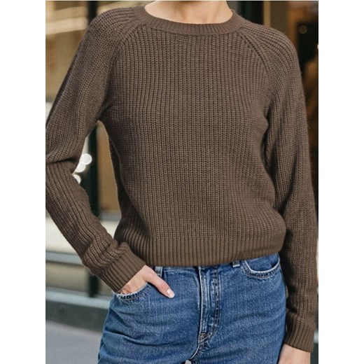 Sinsay - Basic sweter z długimi rękawami - brązowy ze sklepu Sinsay w kategorii Swetry damskie - zdjęcie 185625192