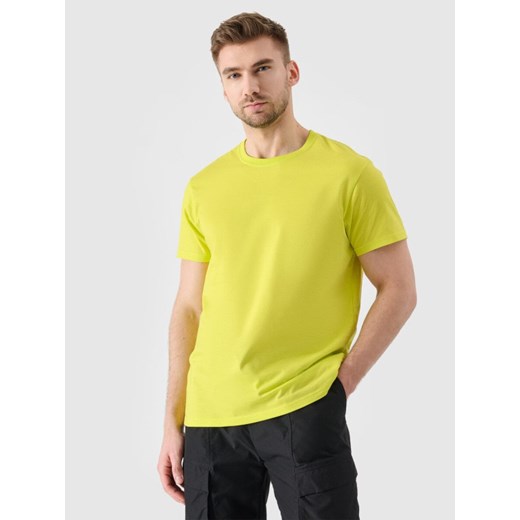 Męski t-shirt z nadrukiem 4F 4FRSS24TTSHM2473 - żółty ze sklepu Sportstylestory.com w kategorii T-shirty męskie - zdjęcie 185625503