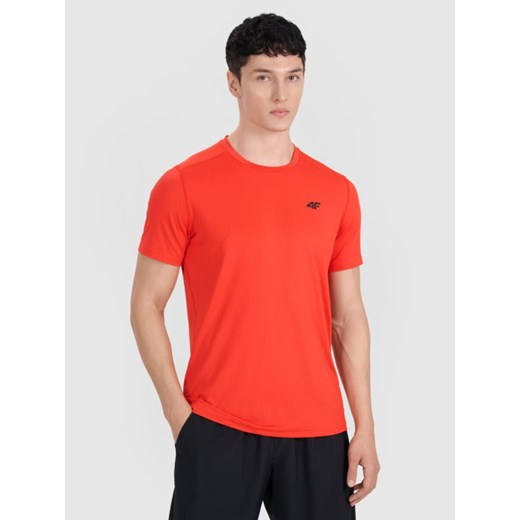 Męska koszulka treningowa 4F 4FWAW25TFTSM1521 - czerwona ze sklepu Sportstylestory.com w kategorii T-shirty męskie - zdjęcie 185625554
