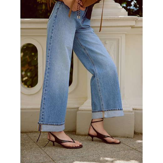 Reserved - Sandały z wiązaniem wokół kostki - ciemnobrązowy ze sklepu Reserved w kategorii Sandały damskie - zdjęcie 185626103