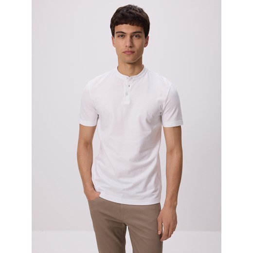 Reserved - Koszulka polo regular ze stójką - biały ze sklepu Reserved w kategorii T-shirty męskie - zdjęcie 185626141