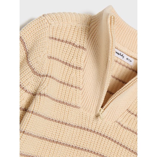 Sinsay - Bawełniany sweter ze stójką - kremowy Sinsay 86 (12-18 m) Sinsay