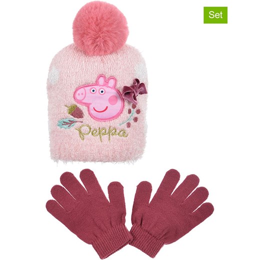 Peppa Pig 3-częściowy zestaw &quot;Świnka Peppa&quot; w kolorze jasnoróżowym ze sklepu Limango Polska w kategorii Czapki dziecięce - zdjęcie 185627074