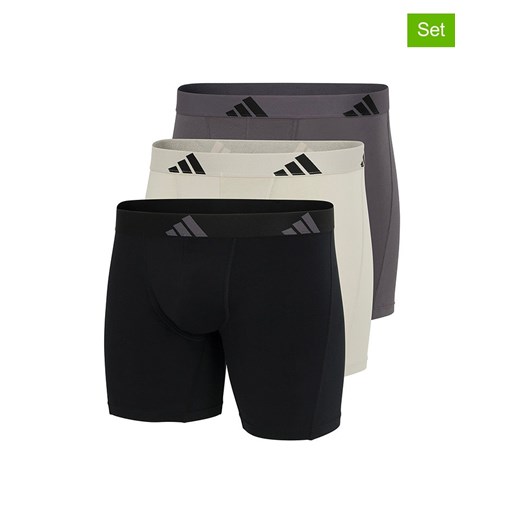 adidas Bokserki (3 pary) w kolorze antracytowym, beżowym i czarnym L Limango Polska okazja
