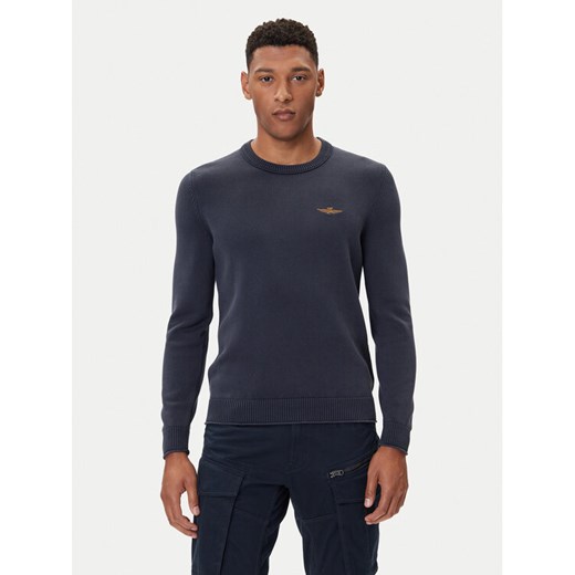Aeronautica Militare Sweter 252MA1610UL00556 Granatowy Regular Fit ze sklepu MODIVO w kategorii Swetry męskie - zdjęcie 185627343