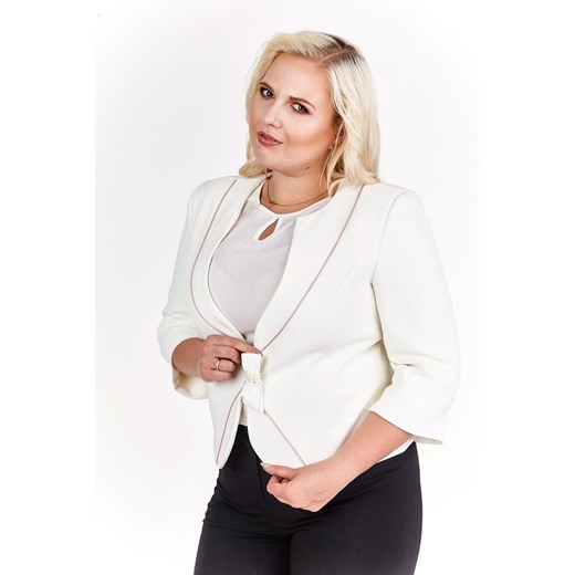 Żakiet FZA900 EKRI + RÓŻOWY BLADY ze sklepu fokus.pl w kategorii Marynarki damskie - zdjęcie 185628420