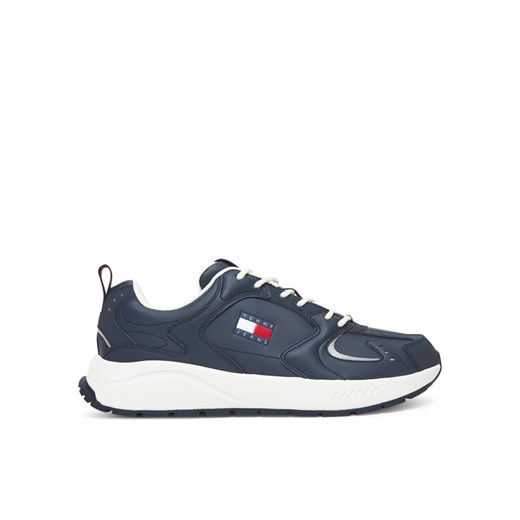 Sneakersy Tommy Jeans Tjm Runner Leather EM0EM01621 Granatowy ze sklepu eobuwie.pl w kategorii Buty sportowe męskie - zdjęcie 185630304