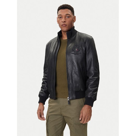 Aeronautica Militare Kurtka skórzana 252PN0959UPL00303 Czarny Regular Fit ze sklepu MODIVO w kategorii Kurtki męskie - zdjęcie 185630820