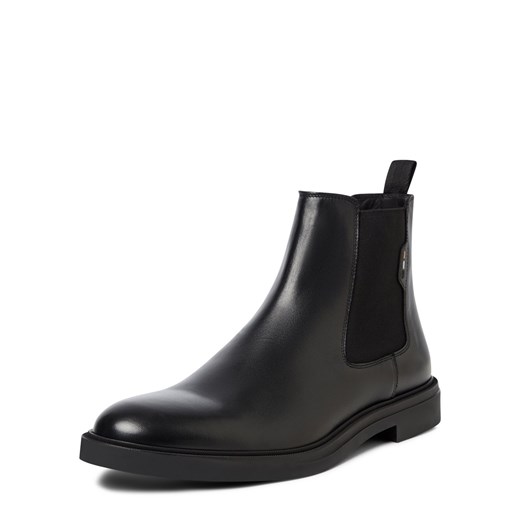 BOSS Męskie buty za kostkę ze skóry - Calev Cheb Mężczyźni skóra czarny jednolity ze sklepu vangraaf w kategorii Buty zimowe męskie - zdjęcie 185633361