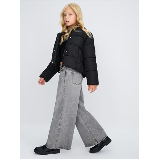 Sinsay - Spodnie wide leg z efektem sprania - szary - id: 867ET-85J - marki Sinsay - 185634014 Sinsay - Spodnie wide leg z efektem sprania - szary ze sklepu Sinsay w kategorii Spodnie dziewczęce - zdjęcie 185634014