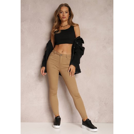 Beżowe Spodnie Skinny Eulalia ze sklepu renee.pl w kategorii Spodnie damskie - zdjęcie 185634024