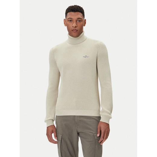 Aeronautica Militare Golf 252MA1583UL00903 Beżowy Regular Fit ze sklepu MODIVO w kategorii Swetry męskie - zdjęcie 185634834