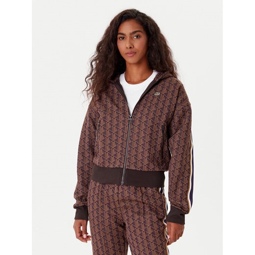 Lacoste Bluza SF7606 Brązowy Regular Fit ze sklepu MODIVO w kategorii Bluzy damskie - zdjęcie 185634912