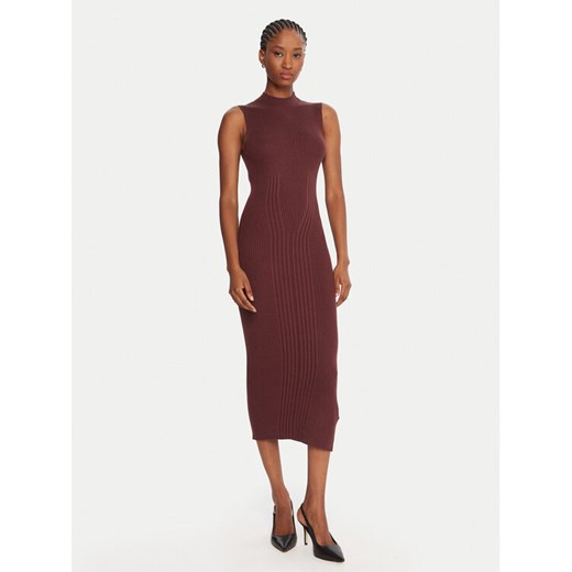 Guess Sukienka dzianinowa W5BK23 Z3OW2 Brązowy Slim Fit ze sklepu MODIVO w kategorii Sukienki - zdjęcie 185635041