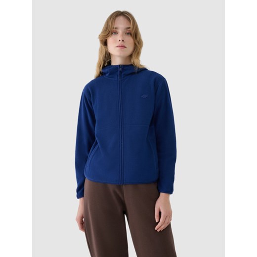 Damski polar rozpinany z kapturem 4F 4FWSS25TFLEF323 - granatowy ze sklepu Sportstylestory.com w kategorii Bluzy damskie - zdjęcie 185637224