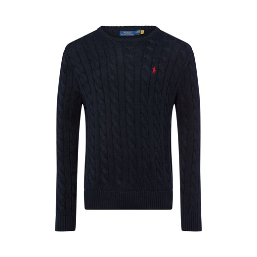Polo Ralph Lauren Męski sweter z dzianiny Mężczyźni Bawełna czarny jednolity ze sklepu vangraaf w kategorii Swetry męskie - zdjęcie 185638361