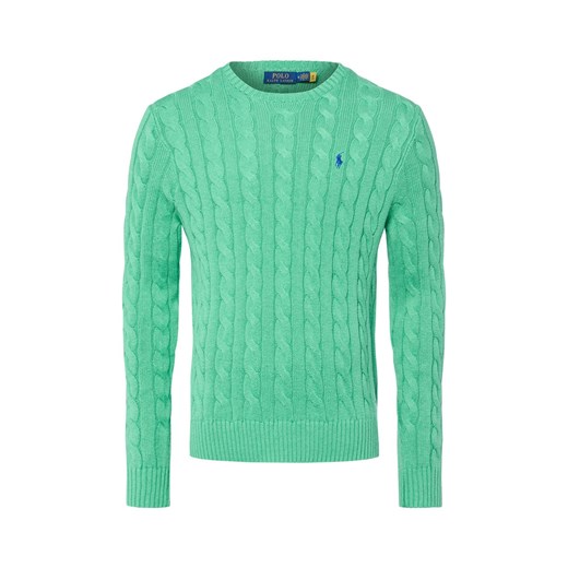 Polo Ralph Lauren Męski sweter z dzianiny Mężczyźni Bawełna trawiasty jednolity ze sklepu vangraaf w kategorii Swetry męskie - zdjęcie 185638362