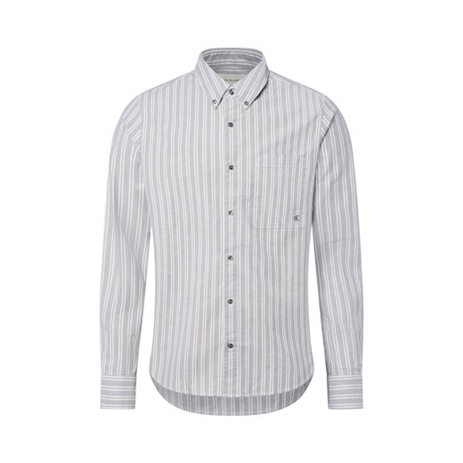 Calvin Klein Jeans Koszula męska Mężczyźni Comfort Fit Bawełna szary w paski ze sklepu vangraaf w kategorii Koszule męskie - zdjęcie 185639542