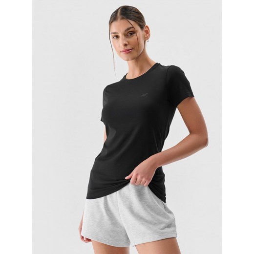 Damski t-shirt basic 4F 4FWMM00TTSHF2255 - czarny ze sklepu Sportstylestory.com w kategorii Bluzki damskie - zdjęcie 185639934