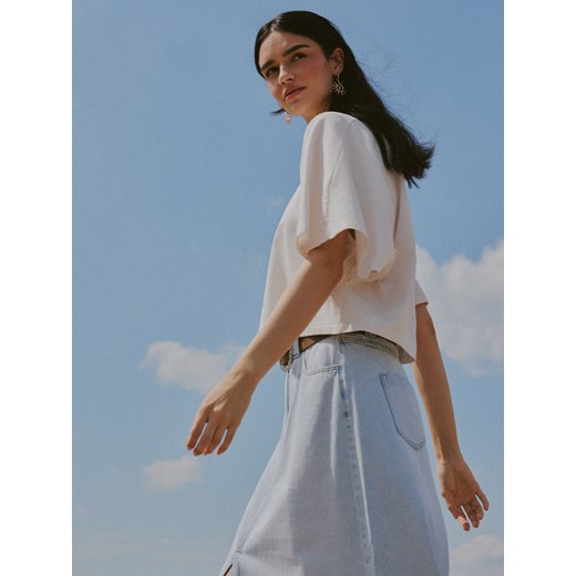 Mohito - T-shirt z krótkim rękawem - beżowy ze sklepu Mohito w kategorii Bluzki damskie - zdjęcie 185640054