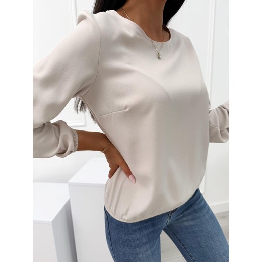Beżowa Klasyczna Bluzka z Długim Rękawem Modnakiecka.pl 46 ModnaKiecka.pl