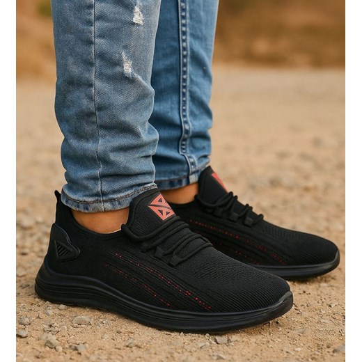 Wsuwane czarne sneakersy męskie /A9-3 18006 G389/ ze sklepu Pantofelek24.pl w kategorii Buty sportowe męskie - zdjęcie 185640593