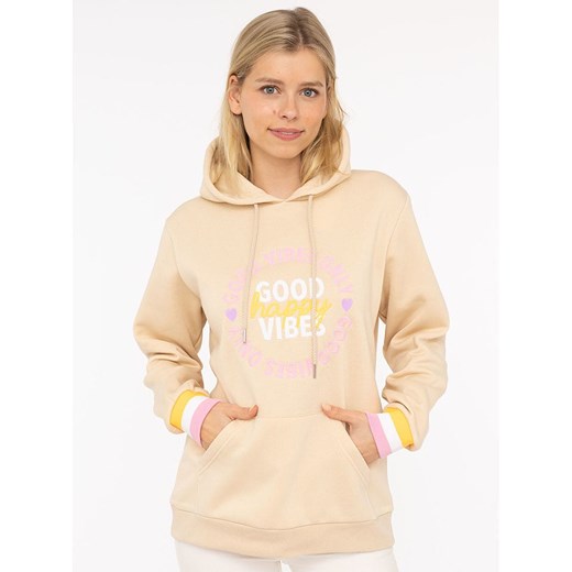 Zwillingsherz Bluza &quot;Good Vibes Only&quot; w kolorze beżowym ze sklepu Limango Polska w kategorii Bluzy damskie - zdjęcie 185641800