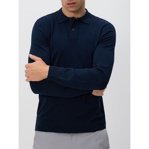 Reserved - Wiskozowy sweter polo - granatowy Reserved L Reserved