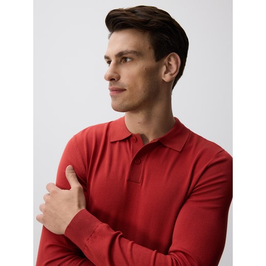 Reserved - Wiskozowy sweter polo - intenstywna czerwień ze sklepu Reserved w kategorii Swetry męskie - zdjęcie 185642161