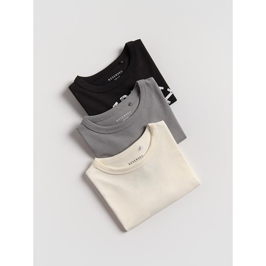Reserved - Bawełniany longsleeve 3 pack - czarny ze sklepu Reserved w kategorii T-shirty chłopięce - zdjęcie 185642292