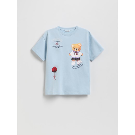 Reserved - Bawełniany t-shirt z nadrukiem - jasnoniebieski ze sklepu Reserved w kategorii T-shirty chłopięce - zdjęcie 185642782