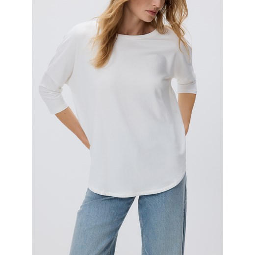 Reserved - Longsleeve z modalem - złamana biel Reserved L Reserved