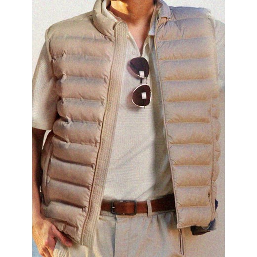 Sinsay - Pikowana kamizelka ze stójką - beżowy Sinsay 3XL Sinsay