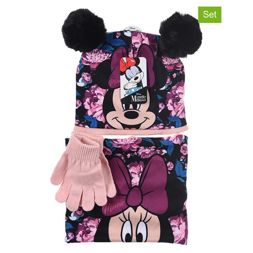 Disney Minnie Mouse 3-częściowy zestaw &quot;Myszka Minnie&quot; w kolorze fioletowo-jasnoróżowo-czarnym ze sklepu Limango Polska w kategorii Czapki dziecięce - zdjęcie 185644823