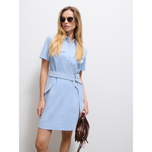 Mohito - Błękitna sukienka mini z paskiem - błękitny ze sklepu Mohito w kategorii Sukienki - zdjęcie 185647200
